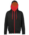 AWDis JH053 Varsity zoodie - Jet Black/Fire Red