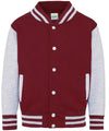 AWDis JH43J Kids varsity jacket - Burgundy/Heather Grey