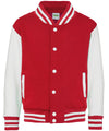 AWDis JH43J Kids varsity jacket - Fire Red/White