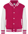 AWDis JH43J Kids varsity jacket - Hot Pink/White
