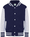 AWDis JH43J Kids varsity jacket - Oxford Navy/Heather  Grey