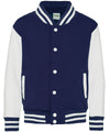 AWDis JH43J Kids varsity jacket - Oxford Navy/White