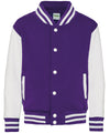 AWDis JH43J Kids varsity jacket - Purple/White