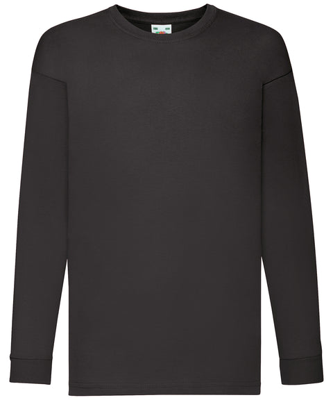 Fruit of the Loom SS007 Kids long sleeve valueweight T — Black