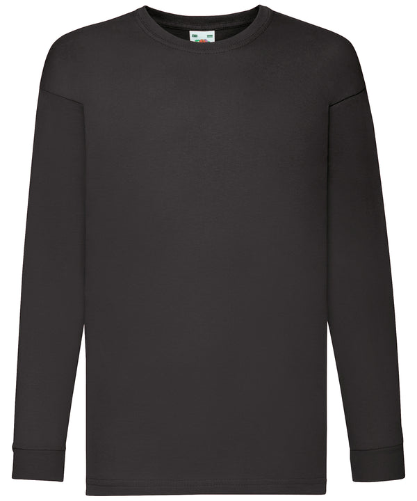 Fruit of the Loom SS007 Kids long sleeve valueweight T — Black