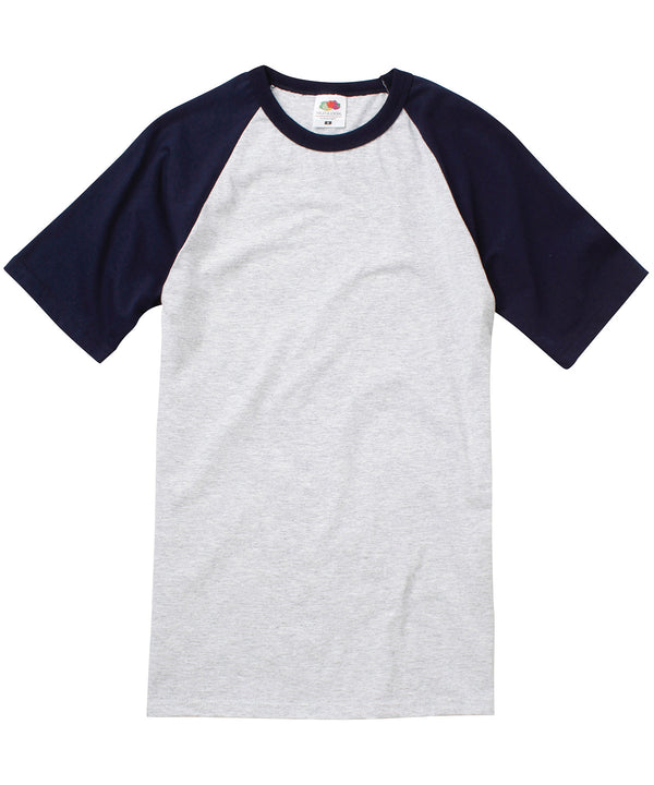 Fruit of the Loom SS026 Short sleeve baseball T — Heather Grey/Deep Navy