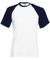 Fruit of the Loom SS026 Short sleeve baseball T — White/Deep Navy