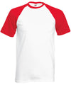 Fruit of the Loom SS026 Short sleeve baseball T — White/Red