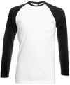 Fruit of the Loom SS028 Long sleeve baseball T — White/Black
