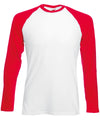 Fruit of the Loom SS028 Long sleeve baseball T — White/Red