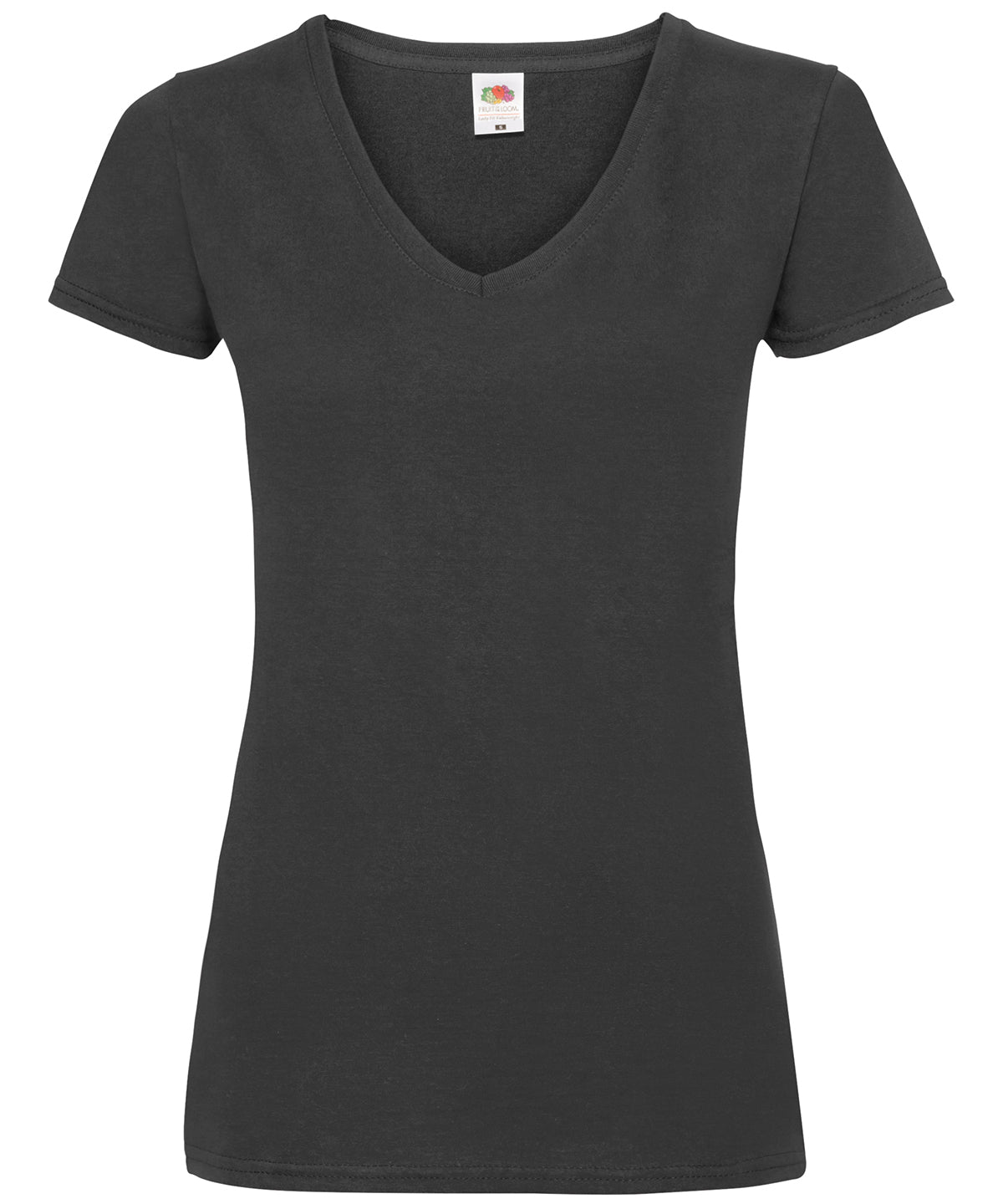 Fruit of the Loom SS047 Women's valueweight v-neck T — Black
