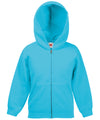 Fruit of the Loom SS225 Kids classic hooded sweatshirt jacket — Azure Blue