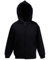 Fruit of the Loom SS225 Kids classic hooded sweatshirt jacket — Black
