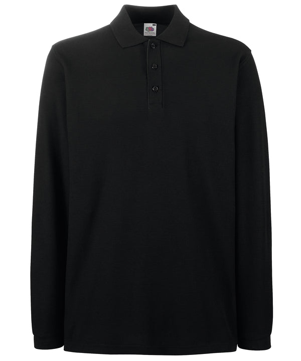 Fruit of the Loom SS258 Premium long sleeve polo — Black