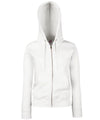 Fruit of the Loom SS312 Women's premium 70/30 hooded sweatshirt jacket — White