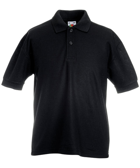 Fruit of the Loom SS417 Kids 65/35 piqué polo — Black