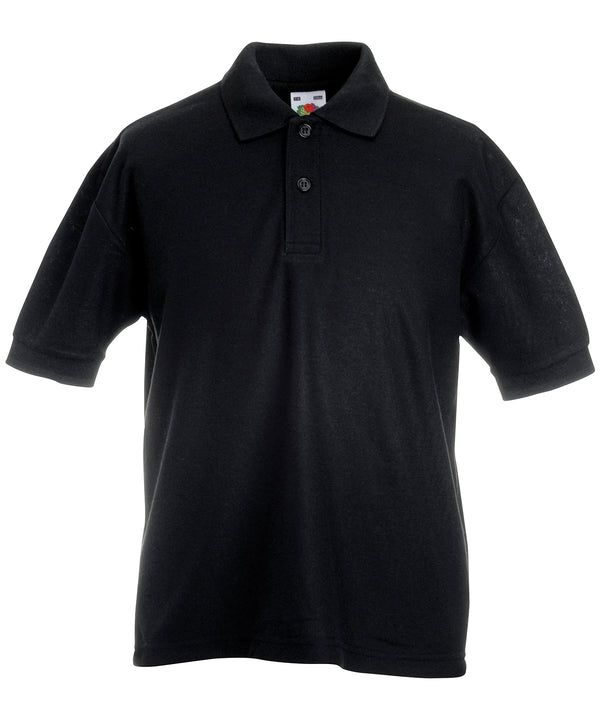 Fruit of the Loom SS417 Kids 65/35 piqué polo — Black