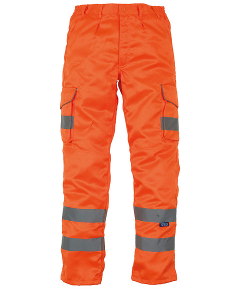 Yoko YK073 Hi-vis polycotton cargo trousers with kneepad pockets (HV018T/3M)