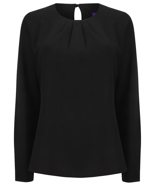 Henbury HB598 Women's pleat front long sleeve blouse