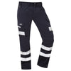 LEO CT02 Ilfracombe - Hi-Vis Ecoviz Poly/Cotton Cargo Trouser — Navy Blue