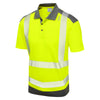 LEO P14 Peppercombe - Hi-Vis Ecoviz Performance+ Dual Colour Polo Shirt — Yellow/Grey