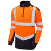 LEO SS08 Tapeley - Hi-Vis Ecoviz Dual Colour 1/4 Zip Sweatshirt — Orange/Navy