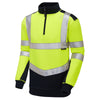 LEO SS08 Tapeley - Hi-Vis Ecoviz Dual Colour 1/4 Zip Sweatshirt — Yellow/Navy