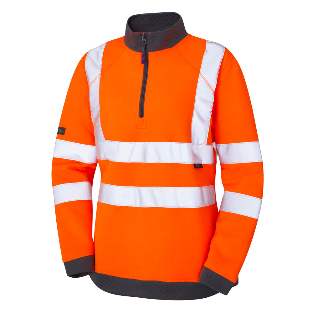 LEO SSL01 Elberry - Hi-Vis Ecoviz Womens 1/4 Zip Sweatshirt — Orange