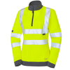 LEO SSL01 Elberry - Hi-Vis Ecoviz Womens 1/4 Zip Sweatshirt — Yellow