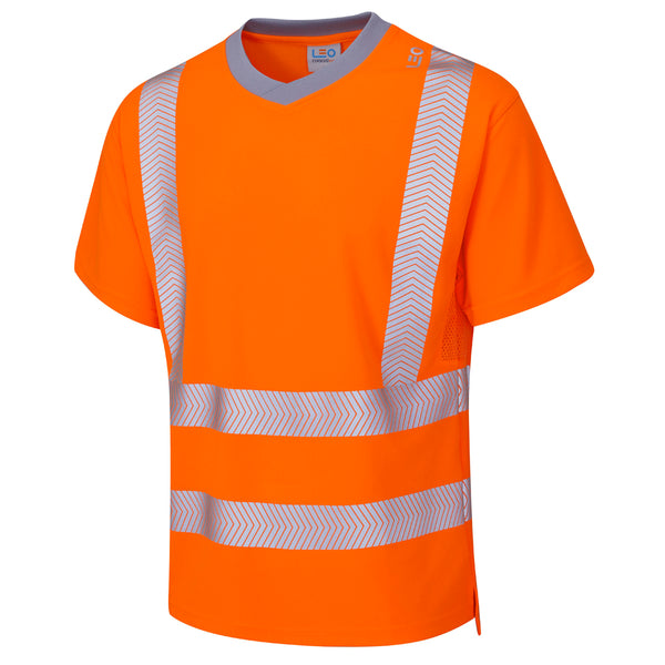 LEO T03 Larkstone - Hi-Vis Ecoviz Performance+ T-Shirt — Orange