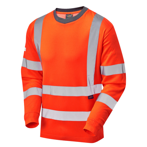LEO T05 Riverton - Hi-Vis Ecoviz Comfort Sleeved T-Shirt — Orange