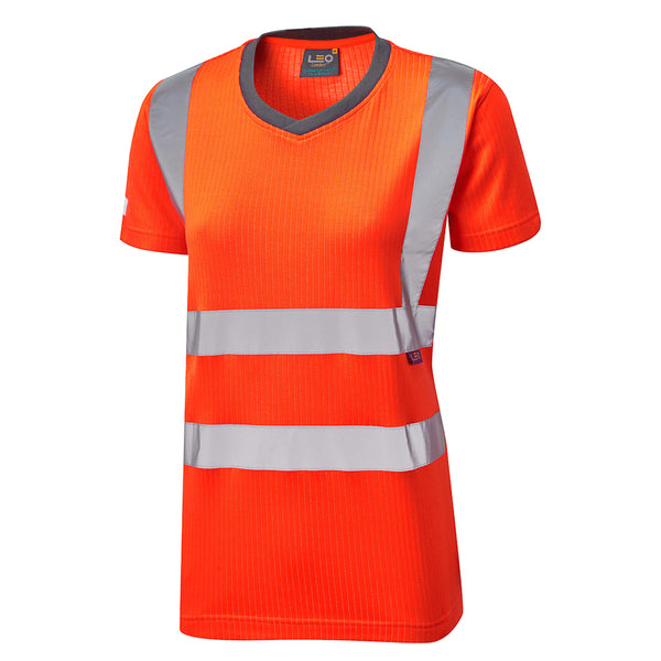 LEO TL01 Belstone - Hi-Vis Ecoviz Comfort Womens T-Shirt — Orange