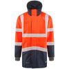 LEO A04 Clovelly - Hi-Vis Ecoviz 15K Performance+ Breathable Anorak — Orange/Navy