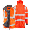 LEO A04/BW01 Clovelly + Torrington - Hi-Vis Ecoviz 15K 3-in-1 Anorak and Bodywarmer — Orange