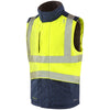 LEO BW02 Halsinger - Hi-Vis Ecoviz Performance+ Navy Print Contrast Bodywarmer — Yellow / Navy