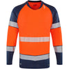 LEO T17 Ruda - Hi-Vis Ecoviz Performance+ Dual Colour Long Sleeve T-Shirt — Orange/Navy