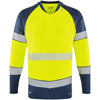 LEO T17 Ruda - Hi-Vis Ecoviz Performance+ Dual Colour Long Sleeve T-Shirt — Yellow/Navy