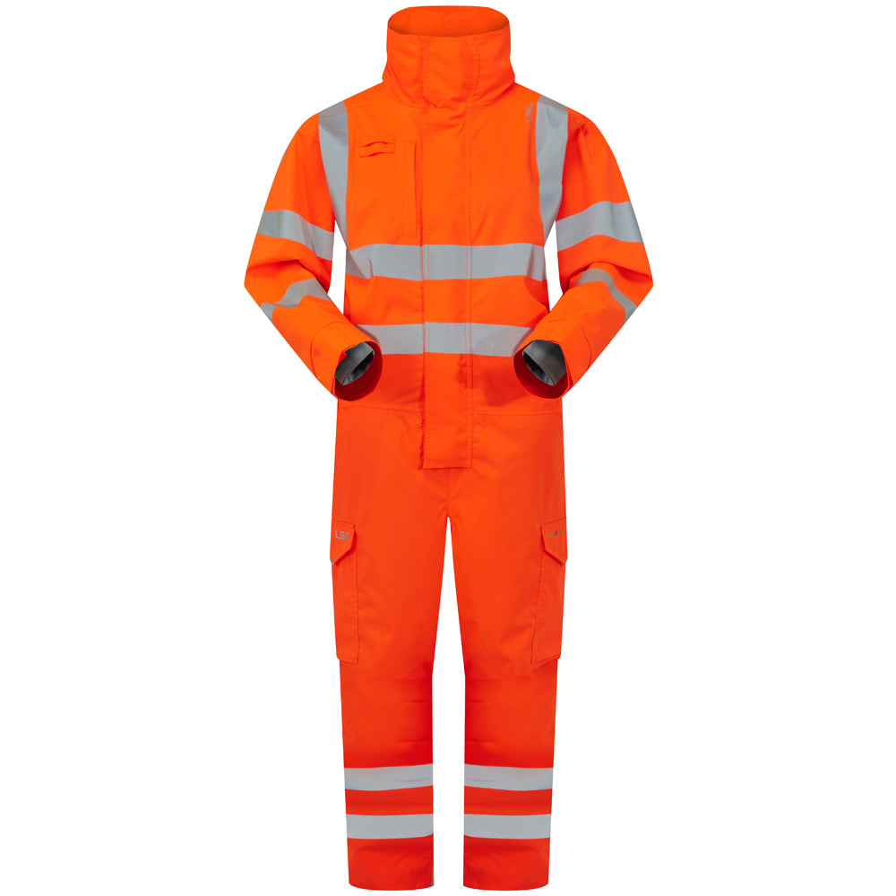 LEO CV02 Watertown - Hi-Vis Ecoviz 10KX Performance+ Breathable Stretch Coverall — Orange