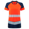 LEO TL16 Lorna - Hi-Vis Ecoviz Performance+ Womens Dual Colour T-Shirt — Orange/Navy