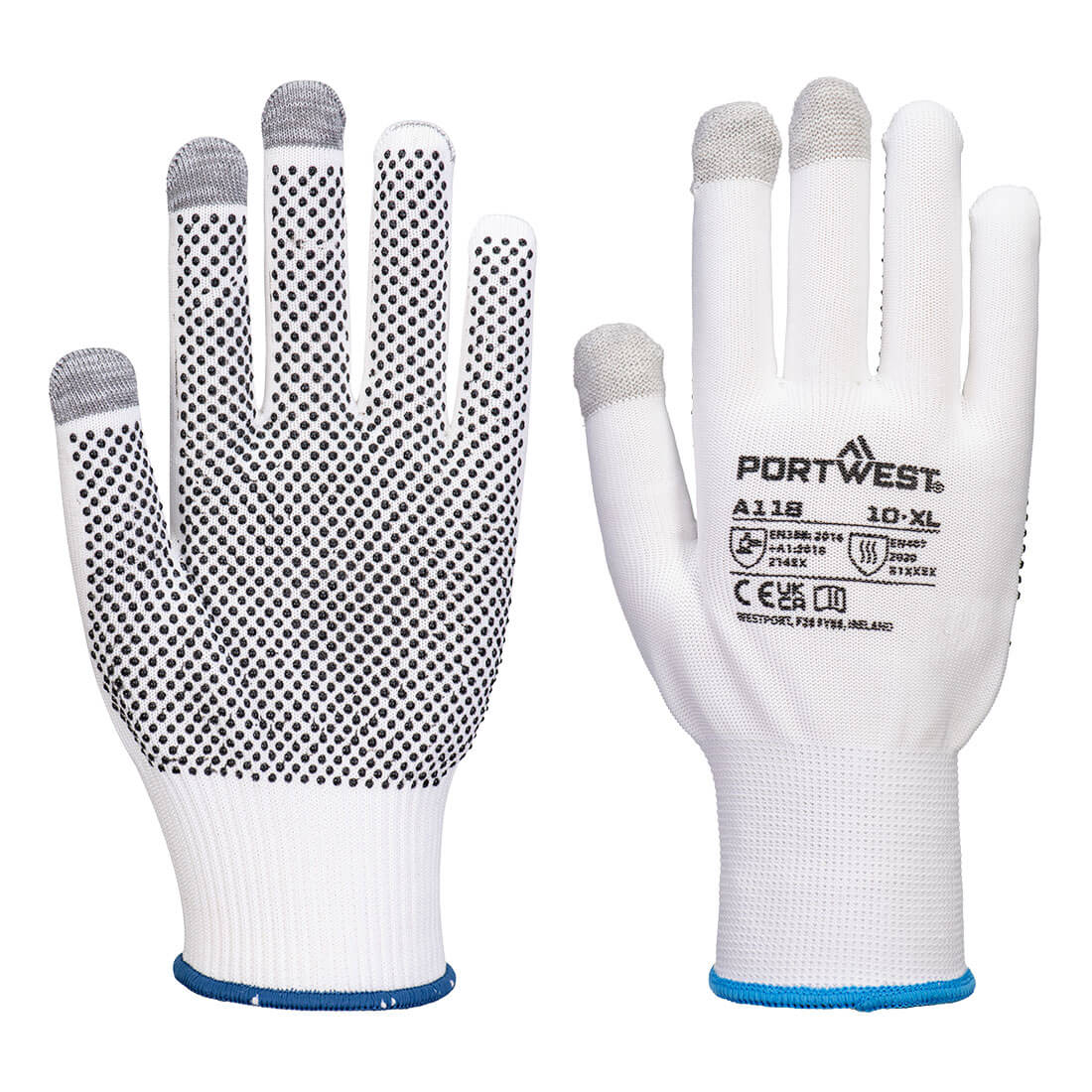 Portwest A118 - Grip 13 PVC Dotted Touchscreen Glove (Pk12)