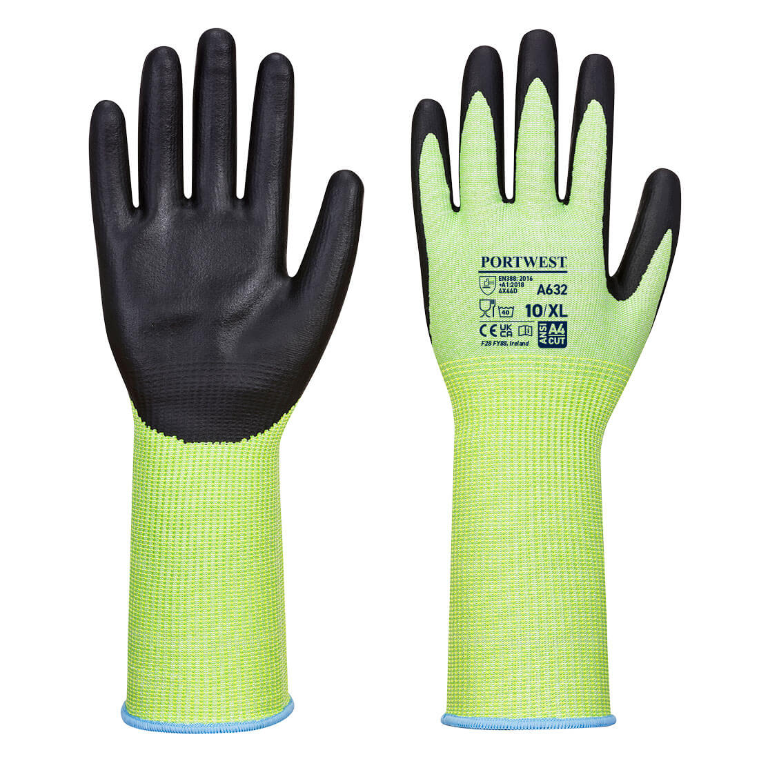 Portwest A632 - Green Cut Glove Long Cuff