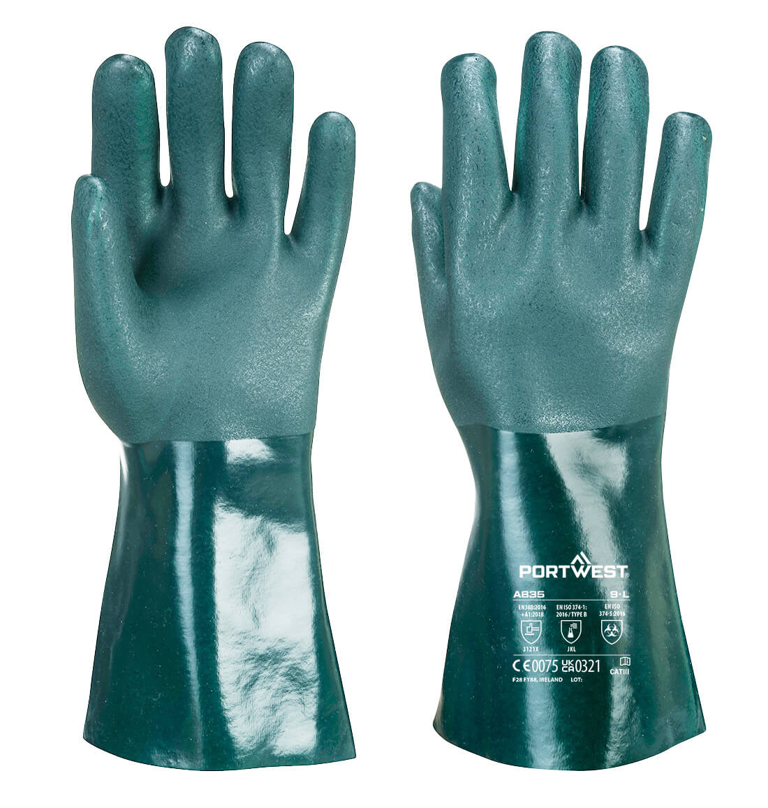 Portwest A835 - Double Dipped PVC Gauntlet 35cm