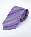 Disley Ties — Grey/Purple Stripe