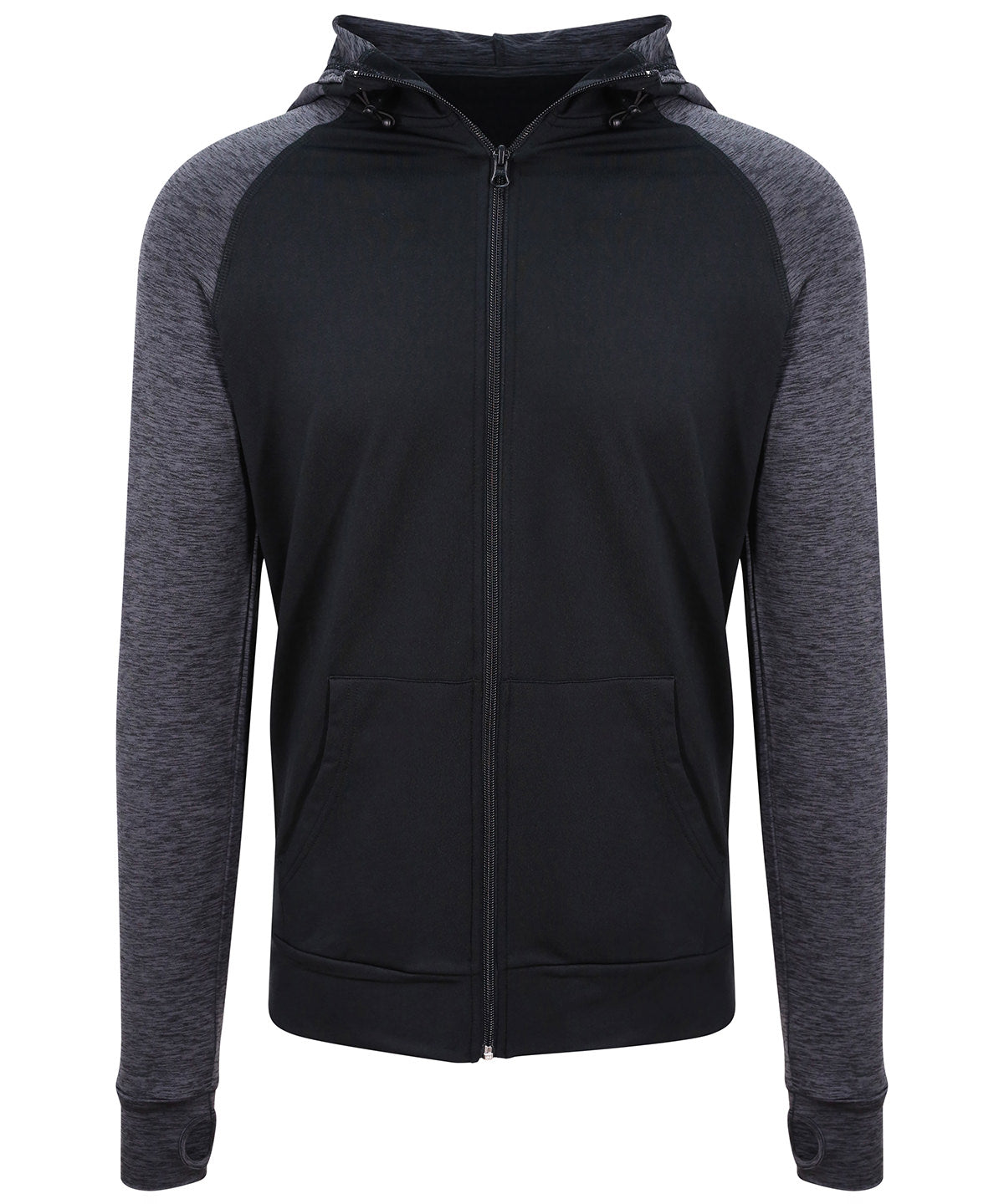 AWDis JC057 Cool contrast zoodie - Black/Black Slate Melange
