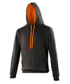 AWDis JH003 Varsity hoodie - Jet Black/Orange Crush*