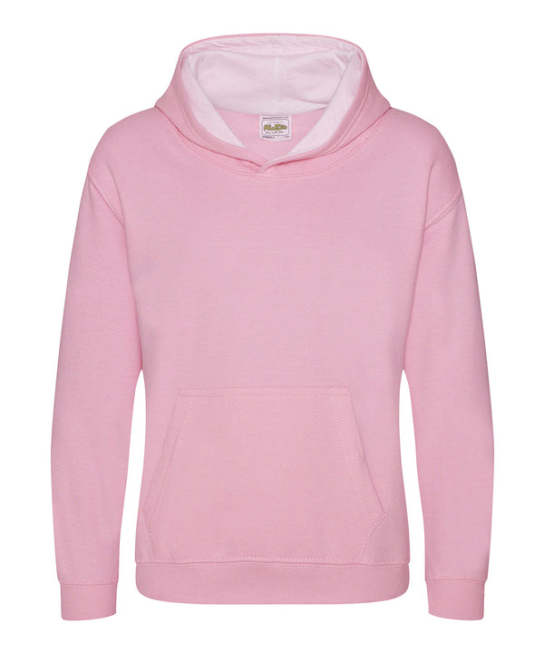 AWDis JH03J Kids varsity hoodie - Baby Pink/Arctic White