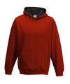 AWDis JH03J Kids varsity hoodie - Fire Red/Jet Black
