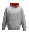 AWDis JH03J Kids varsity hoodie - Heather Grey/Fire Red