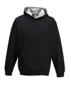 AWDis JH03J Kids varsity hoodie - Jet Black/Heather Grey
