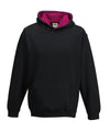 AWDis JH03J Kids varsity hoodie - Jet Black/Hot Pink